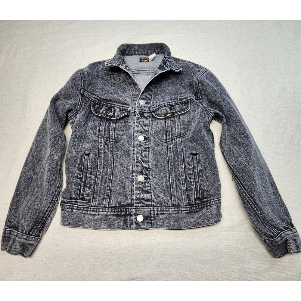 Vintage Youth Lee Riders Black Denim Jean Jacket USA Union Made‎ 14 524-0201